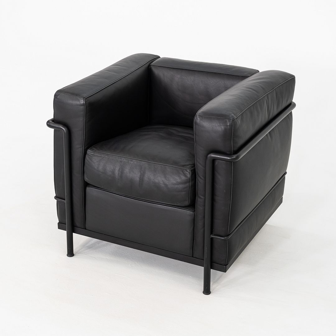 2000s Le Corbusier for Cassina LC2 Petite Club Lounge Chair in Black Leather