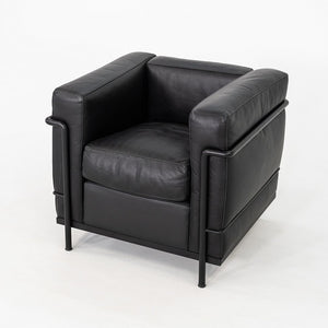 2000s Le Corbusier for Cassina LC2 Petite Club Lounge Chair in Black Leather
