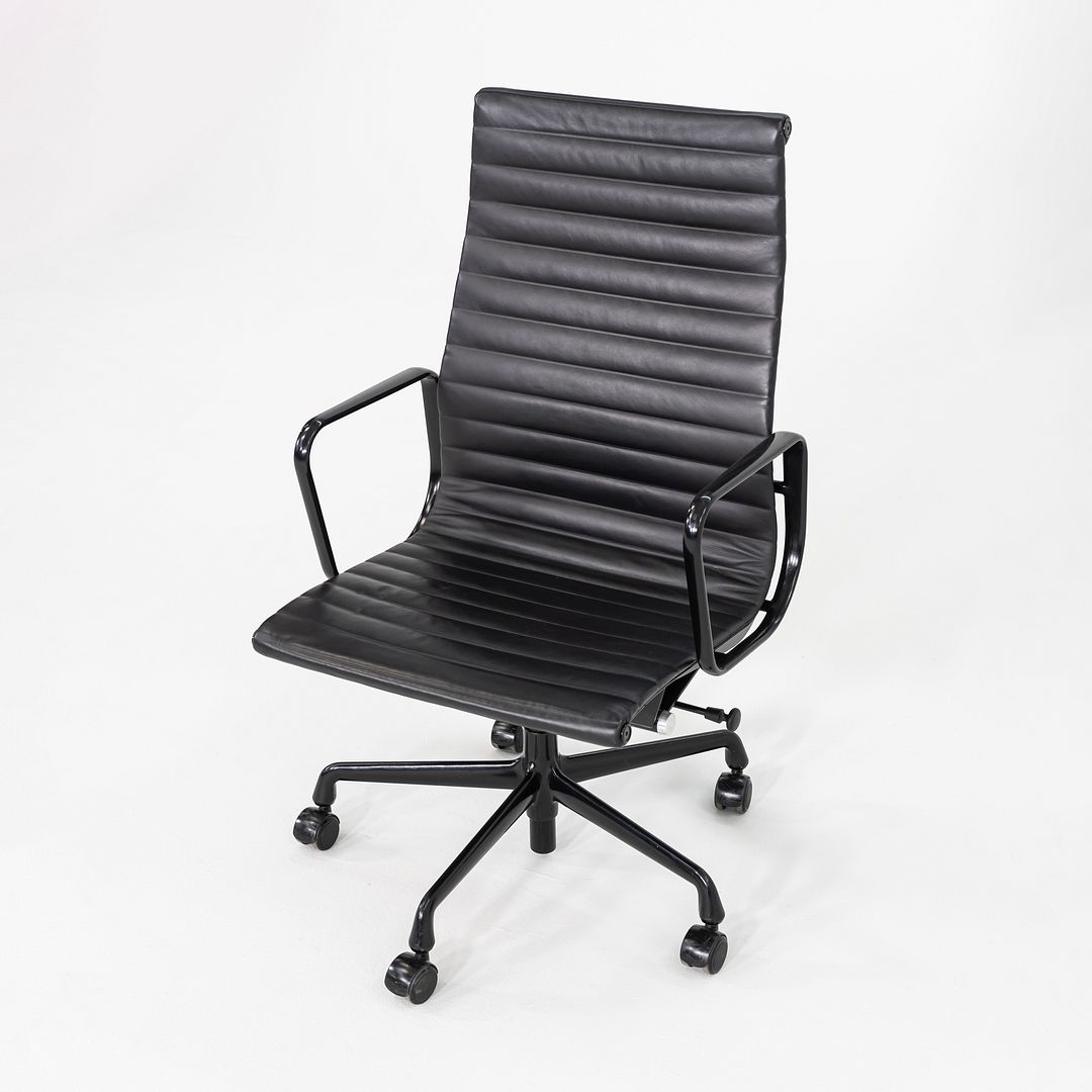 2017 Herman Miller Eames Aluminum Group Executive Desk Chair in Black Leather