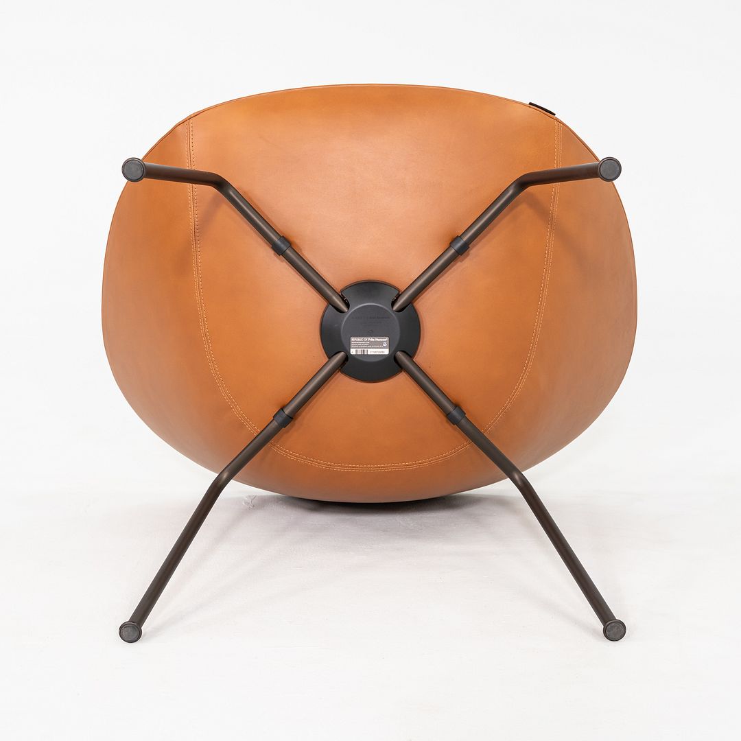 2018 Arne Jacobsen Pot Chair in Elegance Walnut Leather Steel Base Fritz Hansen