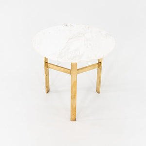 1970s Jacob Epstein Cumberland Side / End Table w/ Bronze Base & Marble Top 22"