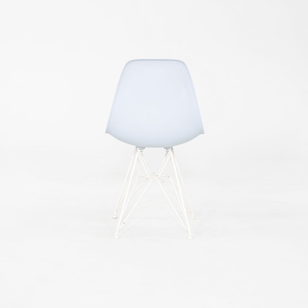 2019 Pair Herman Miller Eames DSR Dining Chairs in Blue Plastic with Eiffel Base