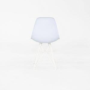 2019 Pair Herman Miller Eames DSR Dining Chairs in Blue Plastic with Eiffel Base