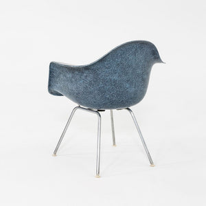 1960s Herman Miller Eames MAX Fiberglass Arm Shell Chair Navy Blue w/ Steel Base