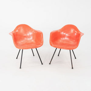 C. 1953 Pair of Herman Miller Eames Zenith MAX Fiberglass Arm Shell Chairs Red