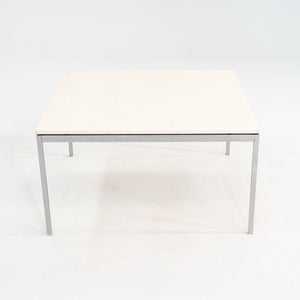 1970s Florence Knoll Coffee / End Table in Chromed Steel and White Marble 36"