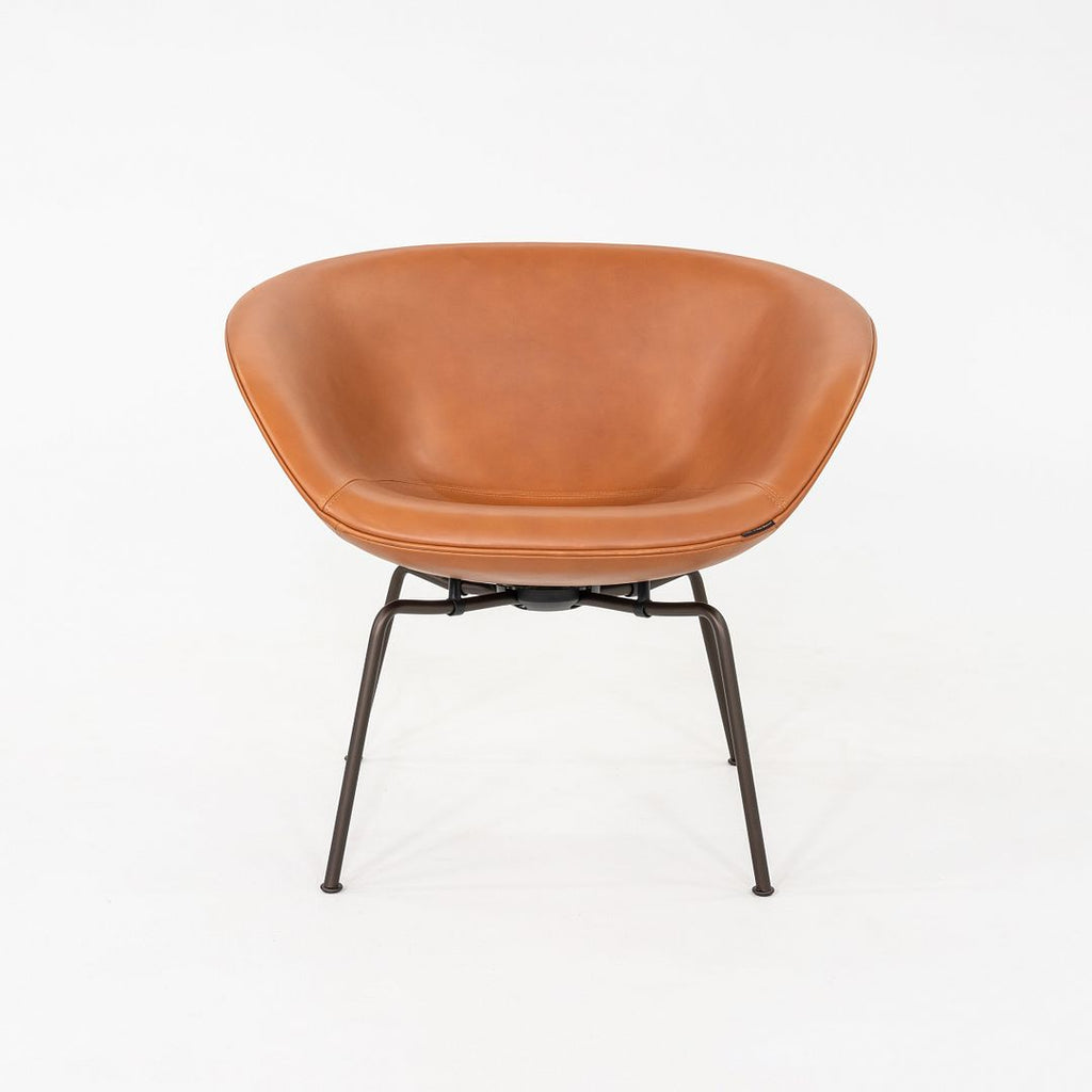 2018 Arne Jacobsen Pot Chair in Elegance Walnut Leather Steel Base Fritz Hansen