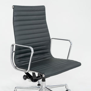 2010s Herman Miller Eames Aluminum Group Executive Desk Chair Dark Green Leather