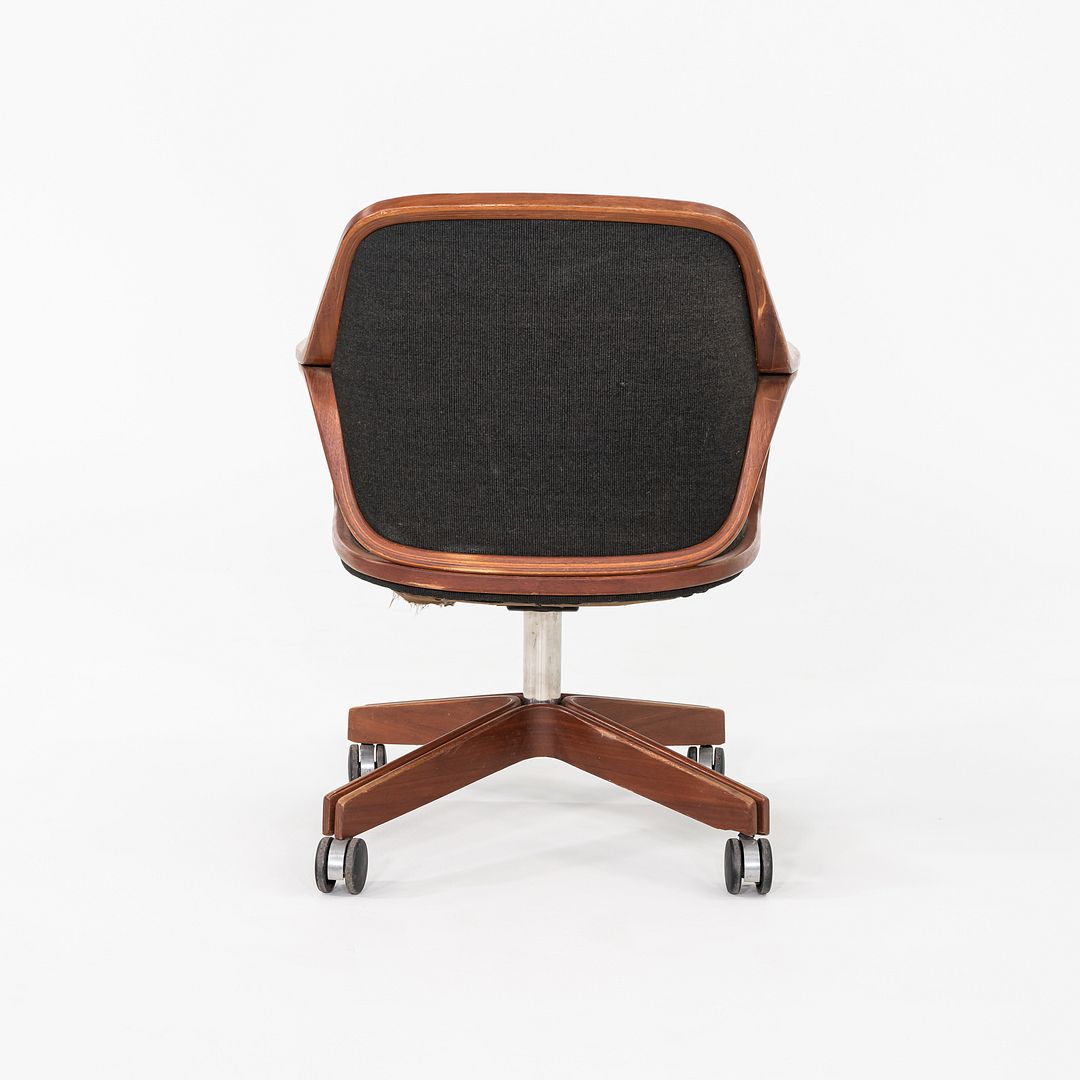 1960s Don Pettit for Knoll Associates Bent Walnut Desk Chair Black, Model 1105