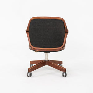 1960s Don Pettit for Knoll Associates Bent Walnut Desk Chair Black, Model 1105