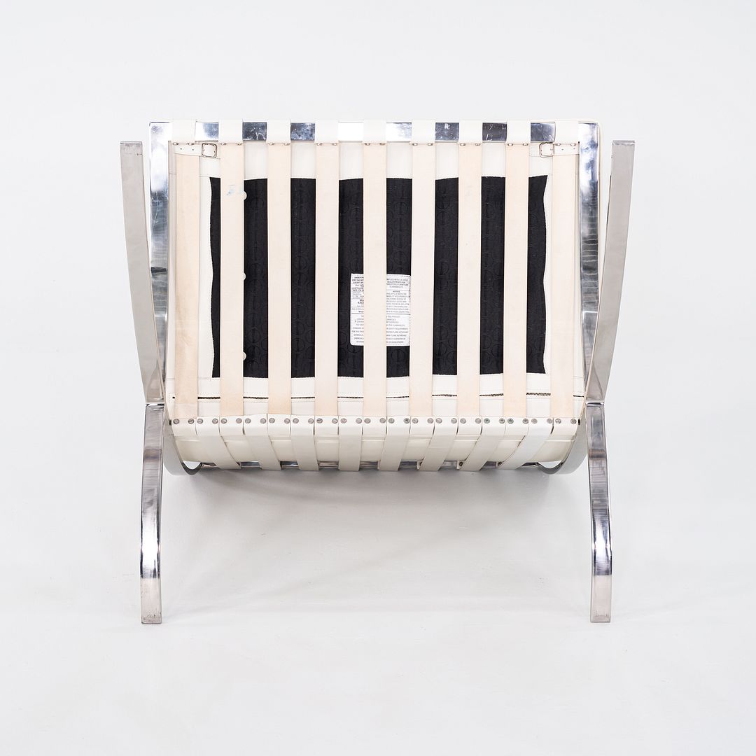 1960s Mies van der Rohe for Knoll Barcelona Lounge Chair in Sabrina White & Stainless Fully Restored