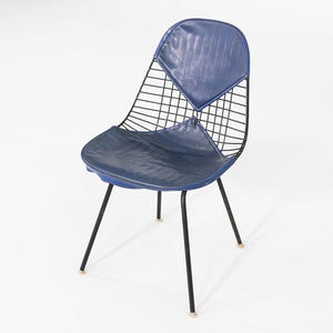 C. 1957 Herman Miller Eames Wire DKX-1 in Black Steel with Bikini Pad in Blue
