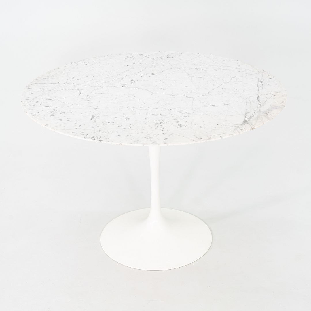 2010s Eero Saarinen for Knoll 42" Round Dining Table with Carrara Marble Top