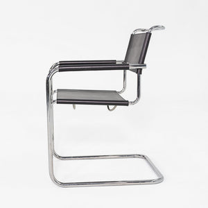 1980s Pair of Mart Stam Thonet S34 Cantilever Dining Chairs New Black Leather