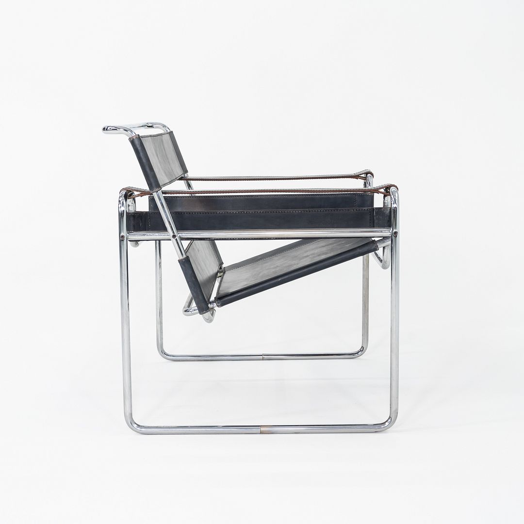 1970s Marcel Breuer for Knoll Wassily Lounge Chair in Black Leather 2x Available