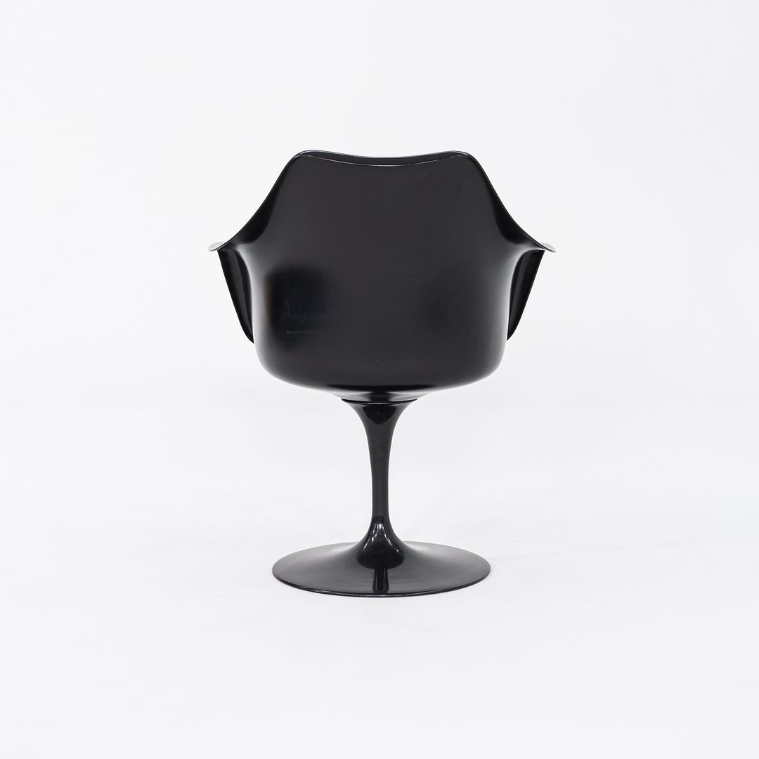 2000s Eero Saarinen for Knoll Tulip Dining Arm Chair in Black w/ Orange Cushion