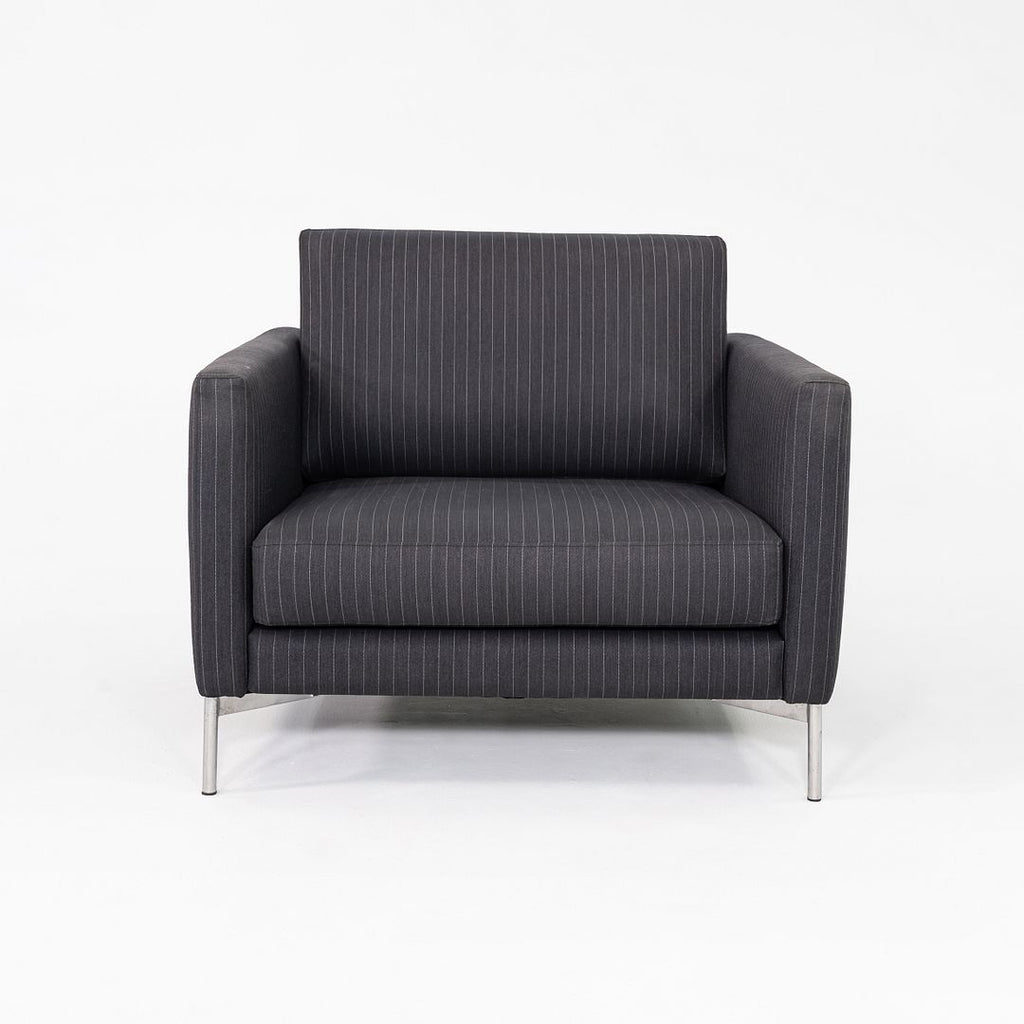 2008 Piero Lissoni for Knoll Divina Lounge Chair with Black Pinstripe Fabric