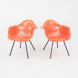 C. 1953 Pair of Herman Miller Eames Zenith MAX Fiberglass Arm Shell Chairs Red