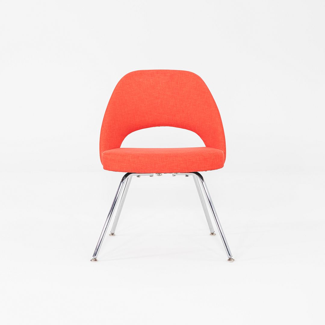2015 Pair of Eero Saarinen for Knoll Armless Executive Dining Chair Red / Orange