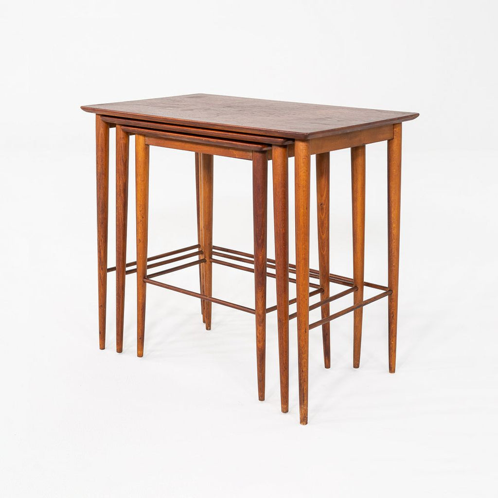 1970s Set of Three Danish Teak Nesting Tables with Clean Lines, Made in Denmark
