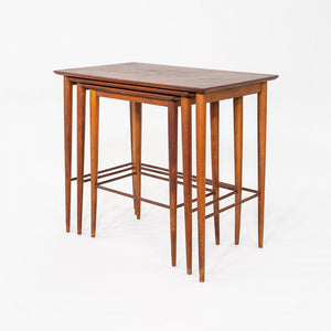 1970s Set of Three Danish Teak Nesting Tables with Clean Lines, Made in Denmark