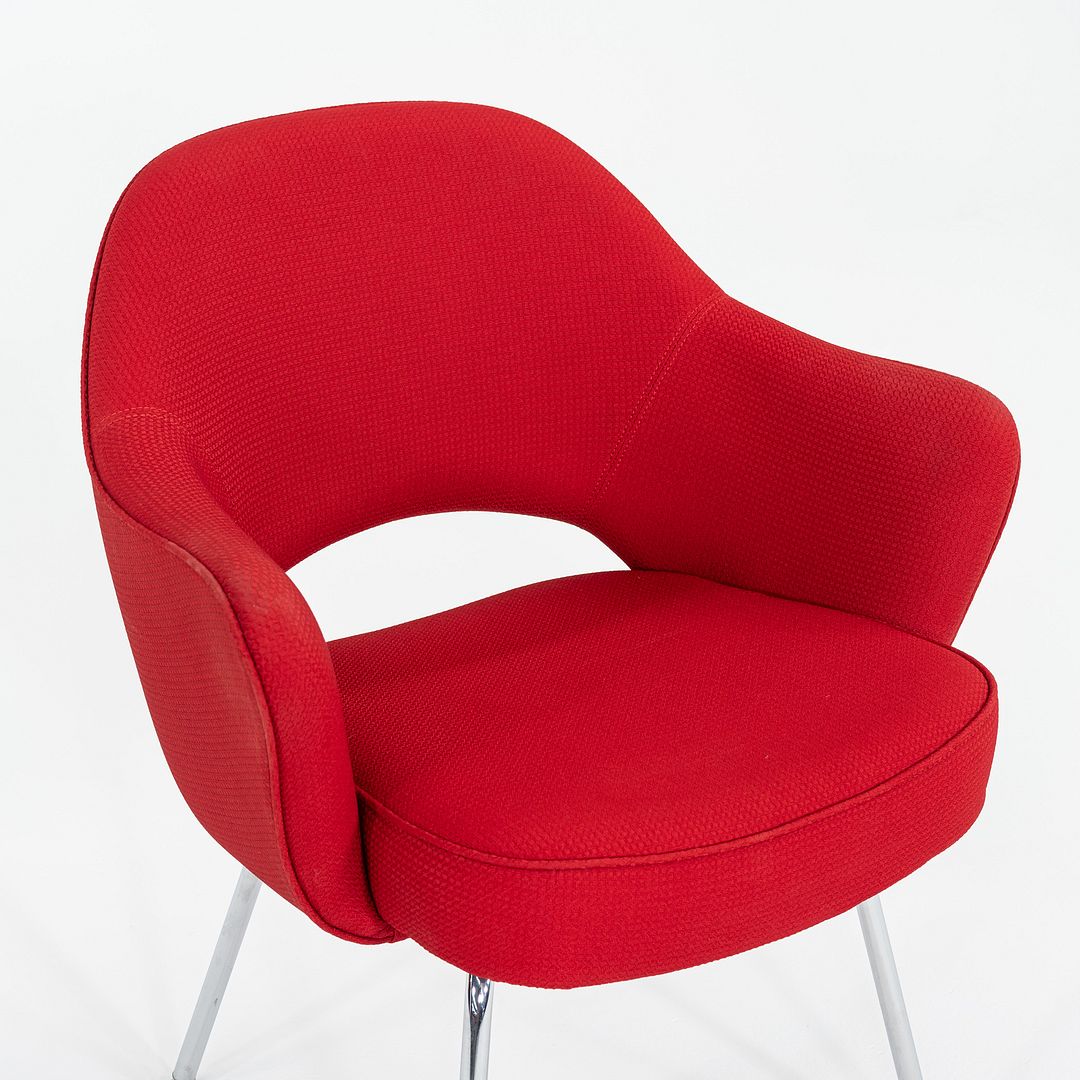 2017 Eero Saarinen for Knoll Dining Arm Chairs in Red Fabric 20x Available