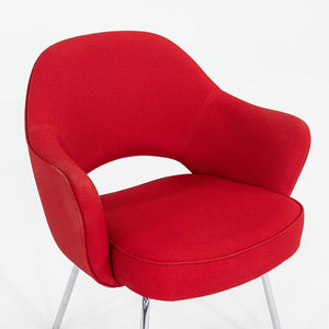 2017 Eero Saarinen for Knoll Dining Arm Chairs in Red Fabric 20x Available