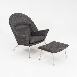 2022 CH468 Oculus Lounge Chair and Ottoman by Hans Wegner for Carl Hansen Grey Fabric 3x Available