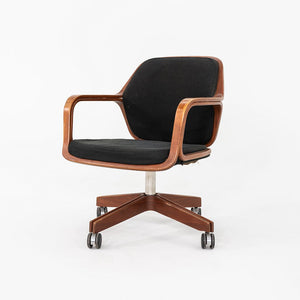 1960s Don Pettit for Knoll Associates Bent Walnut Desk Chair Black, Model 1105