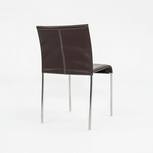 1980s Potocco Italy Italian Brown Leather Dining Chair with Steel 3x Available