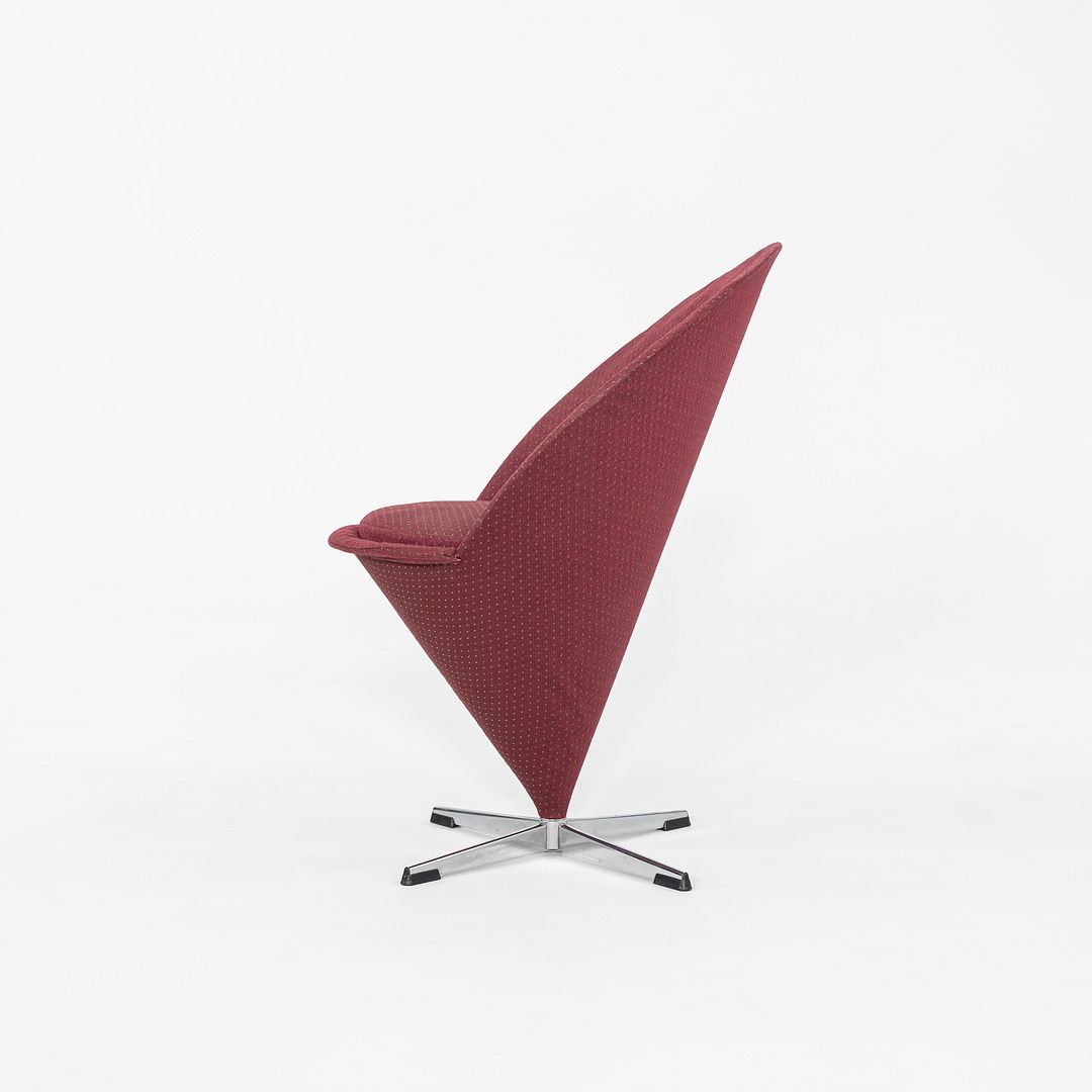 1960s Verner Panton for Plus Linje Cone Side Chair in Fabric and Chromed Steel