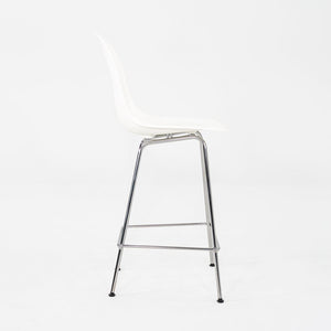 2024 Pair of Herman Miller Eames Plastic Counter Stools in White w/ Chrome Bases