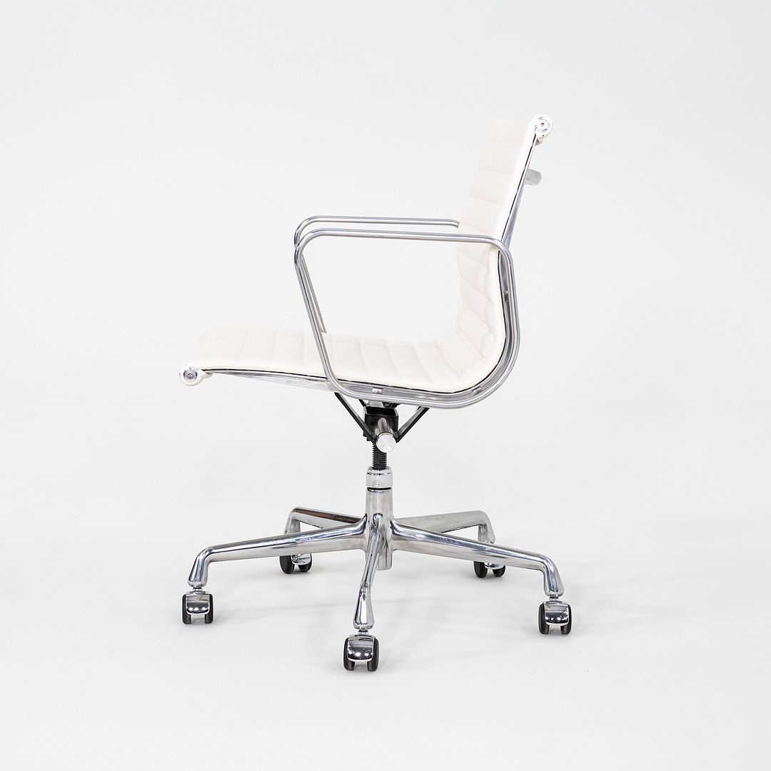 2023 Herman Miller Eames Aluminum Management Desk Chair White Leather 4x Avail