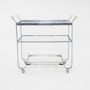 C. 1930s Treitel Gratz Bar Cart / Trolley in Chromed Steel with Glass Shelves