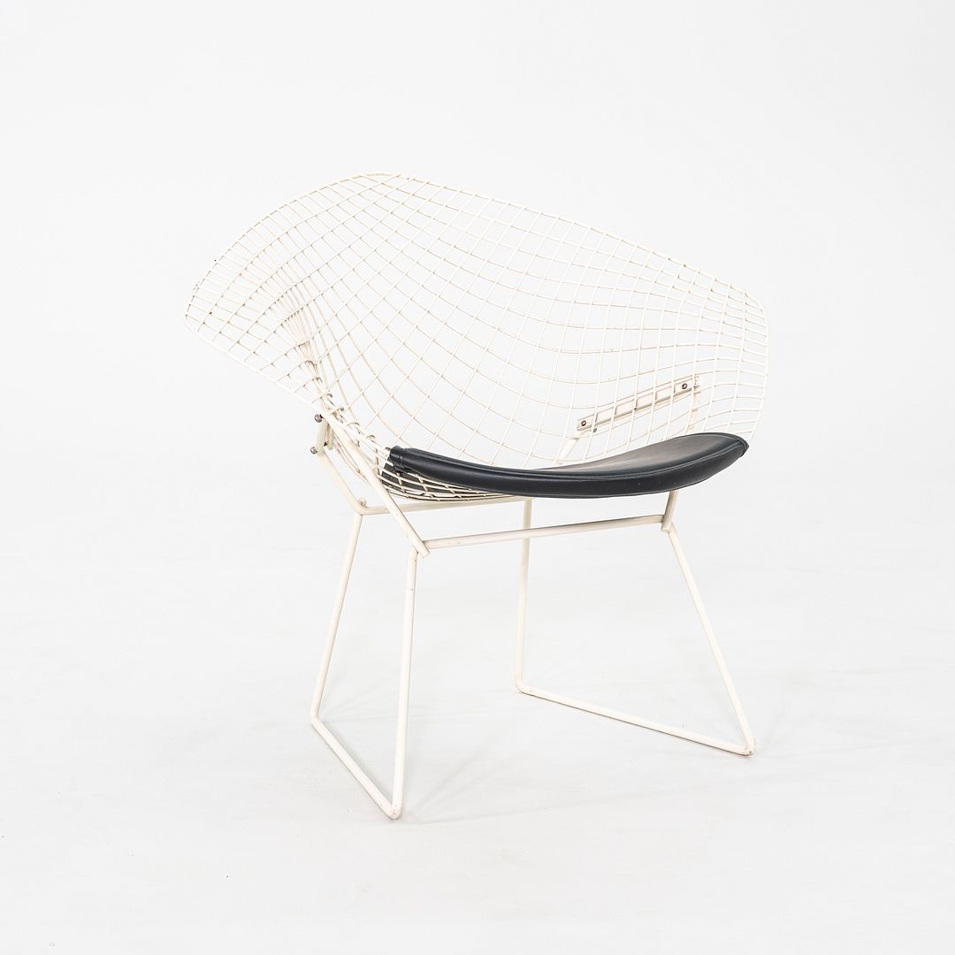1960s Harry Bertoia for Knoll Diamond Lounge Chair w/ Black Leather Seat Cushion