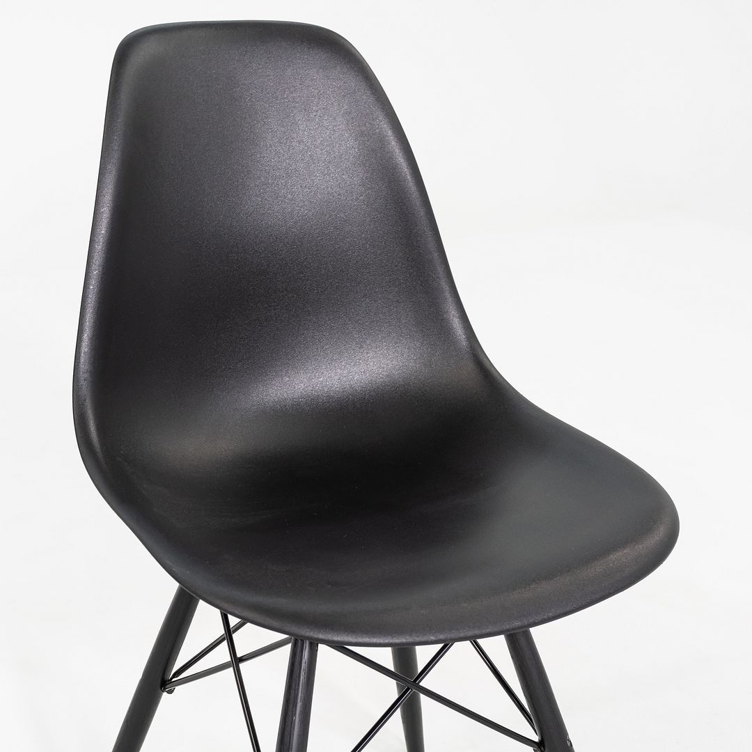 2018 Set of Four Herman Miller Eames DSW Dining Side Chairs in Black Plastic