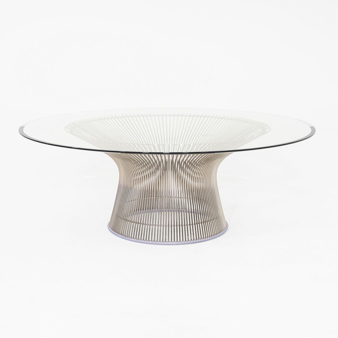 2018 Warren Platner for Knoll Coffee Table w/ 42" Glass Top & Nickel Chrome Base
