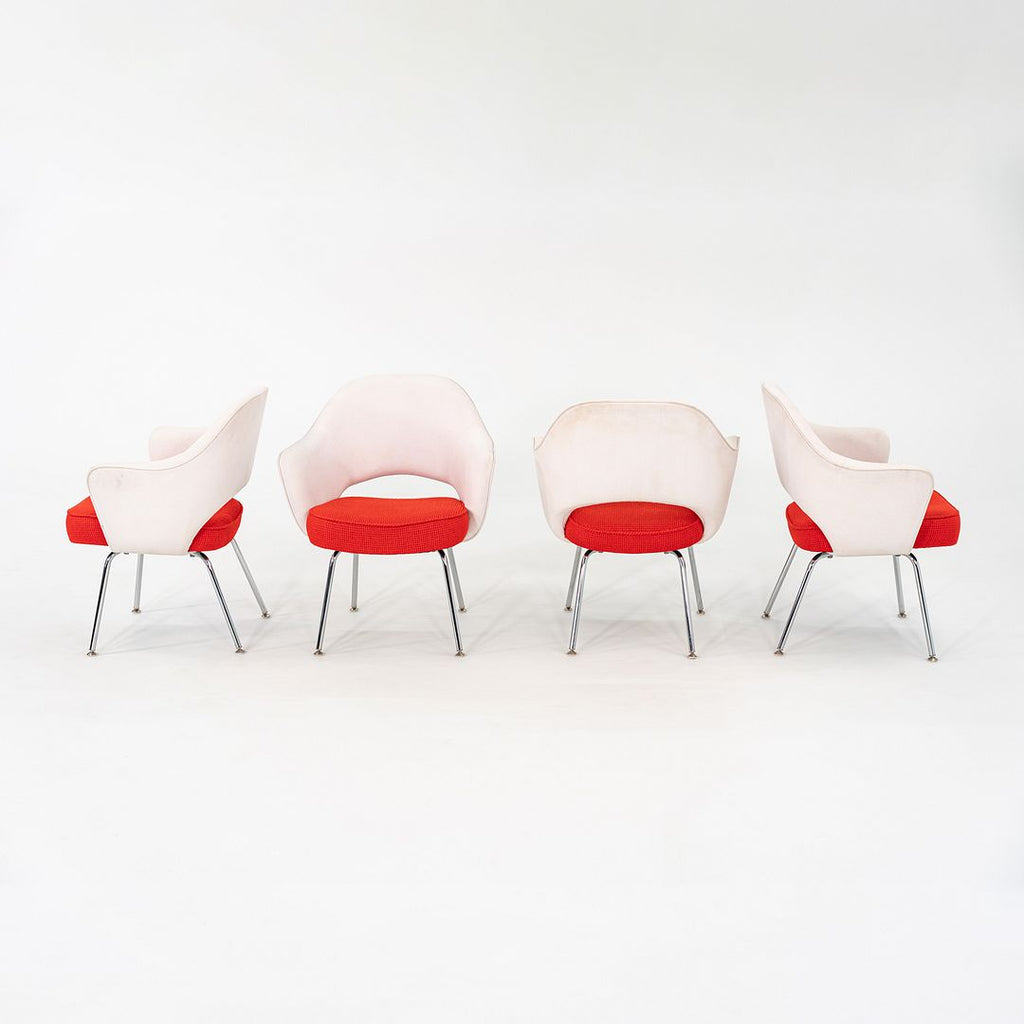 2010s Set of 4 Eero Saarinen for Knoll Executive Arm Chairs in Two-Toned Fabric w/ Cato