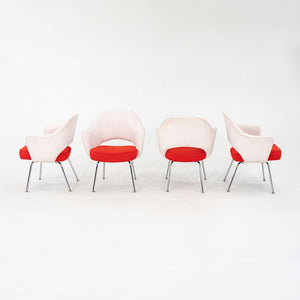 2010s Set of 4 Eero Saarinen for Knoll Executive Arm Chairs in Two-Toned Fabric w/ Cato