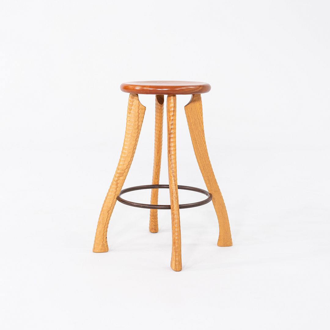 1990s Brad Smith Bradford Woodworking Studio Craft Ax Counter Stool Cherry & Ash