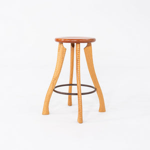 1990s Brad Smith Bradford Woodworking Studio Craft Ax Counter Stool Cherry & Ash