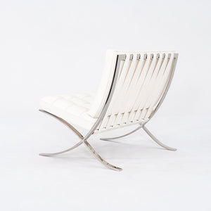 1960s Mies van der Rohe for Knoll Barcelona Lounge Chair in Sabrina White & Stainless Fully Restored