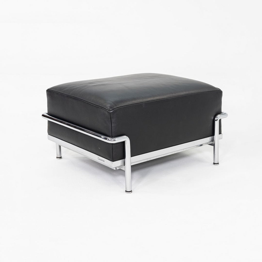 2010s Le Corbusier Jeanneret Perriand for Cassina LC2 Ottoman in Black Leather