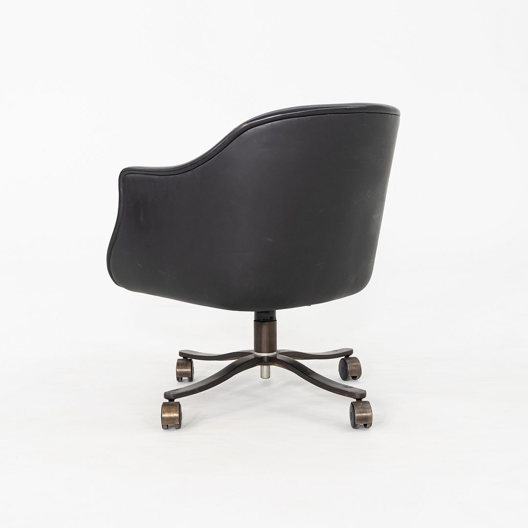 1980s Nicos Zographos Alpha Desk Chairs in Black Leather and Dark Bronze 2x Available