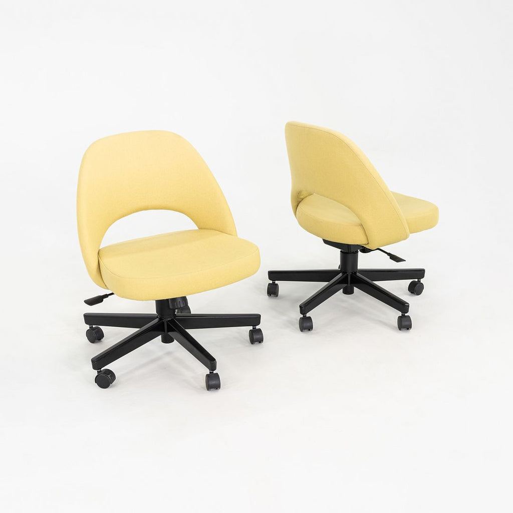 2017 Eero Saarinen for Knoll Executive Armless Desk Chair in Yellow Fabric with Pneumatic Base 6x Available