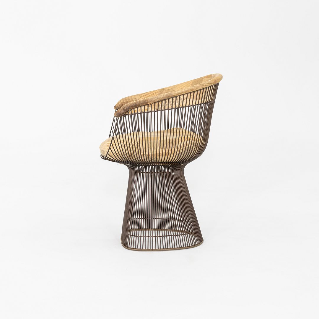 1970s Warren Platner for Knoll Dining Arm Chair in Bronze with Original Fabric