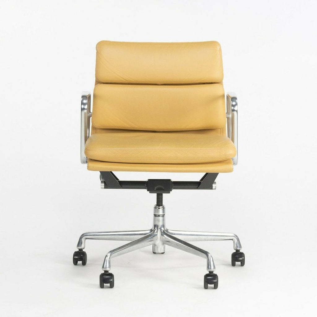 SOLD 2010 Eames Aluminum Group Soft Pad Management Chair by Ray and Charles Eames for Herman Miller in Honey Tan Leather