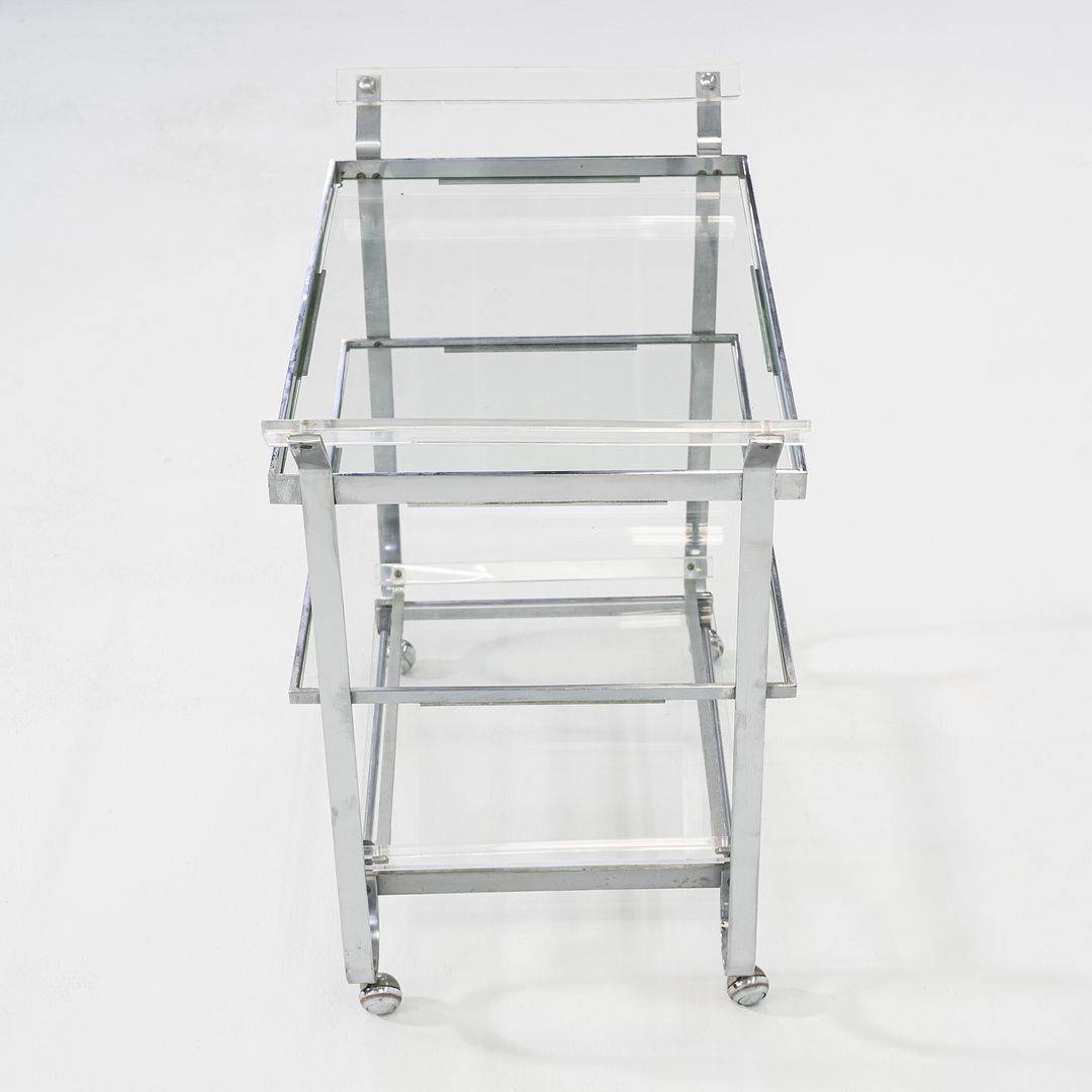 C. 1930s Treitel Gratz Bar Cart / Trolley in Chromed Steel with Glass Shelves