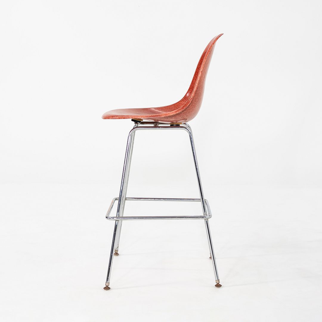 2010s Eames Modernica Bar Stool in Steel and Orange Red Fiberglass 13x Available