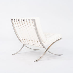 1960s Mies van der Rohe for Knoll Barcelona Lounge Chair in Sabrina White & Stainless Fully Restored